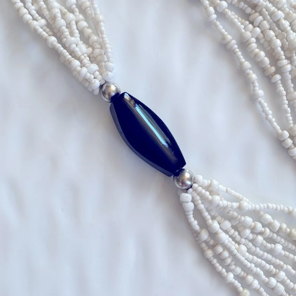 Silpada N1573 White Seed Beads, Sterling Silver,Coral and Black Pin Shell - Picture 2 of 5